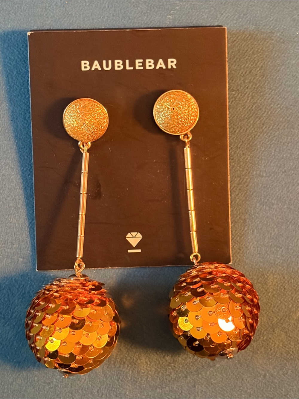 BaubleBar Gold Sequin Drop Ball Earrings - Orange Gold